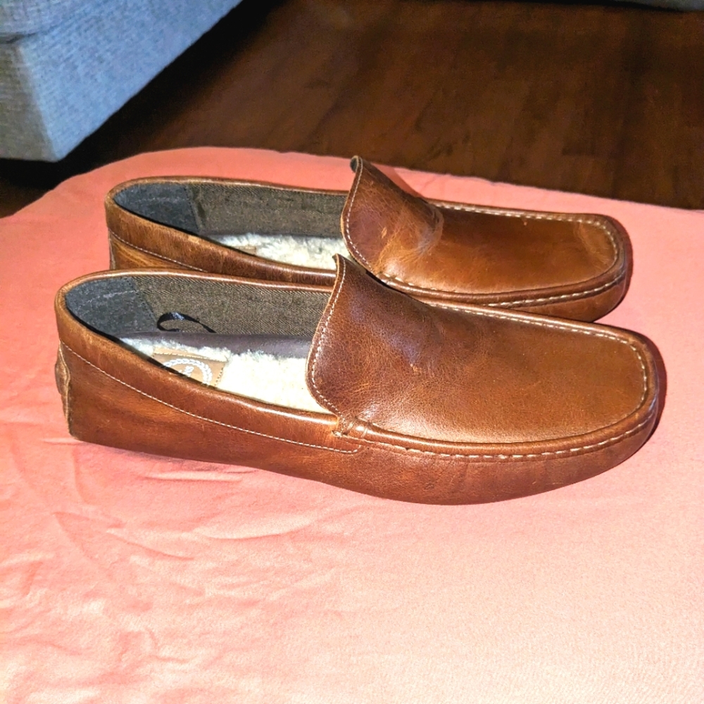 L.B. Evans Men's Alton Cognac Loafers Driving shoes slip on Size 9W NWOT